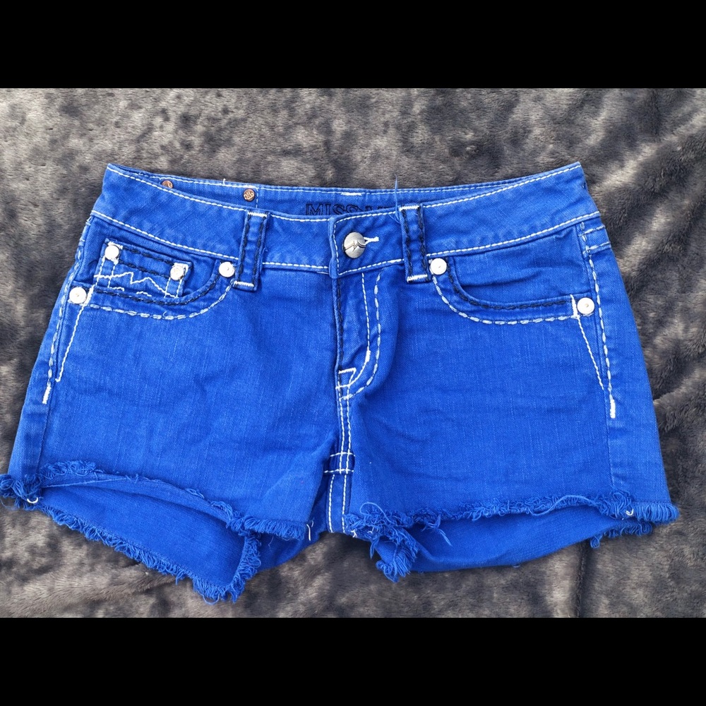 Miss Me vivid blue shorts. Size 28. 2” inseam. $35